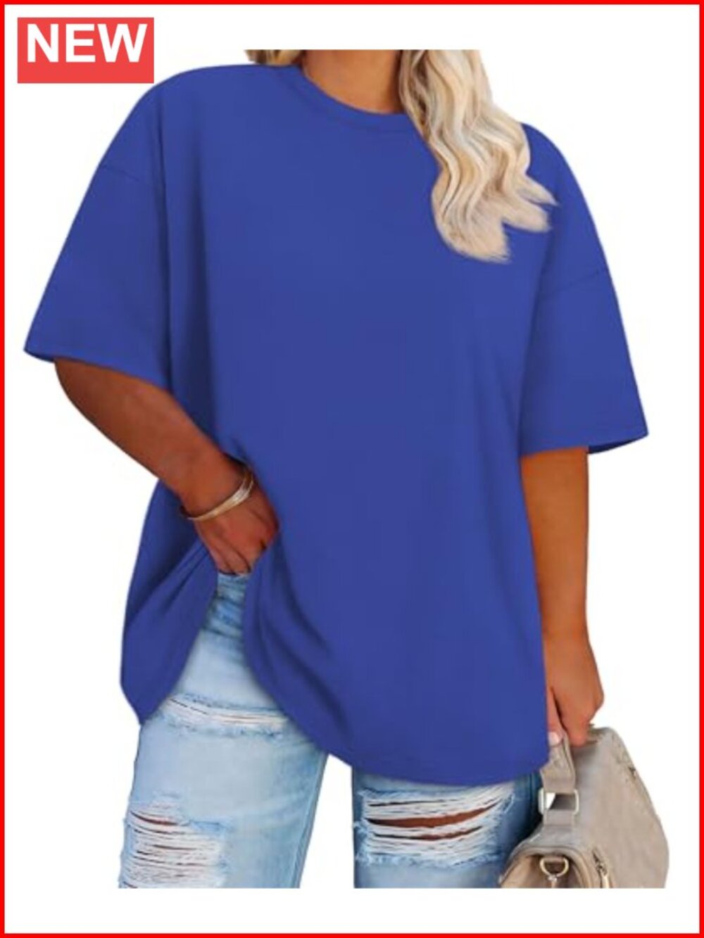 Plus Size Oversized Crewneck Tee Loose Fit Half Sleeve